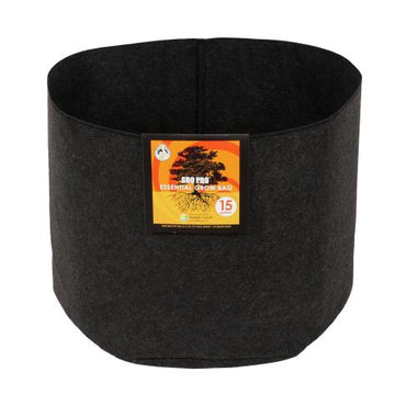 Gro Pro Essential Round Fabric Pot w/ Handles 15 Gallon - Black