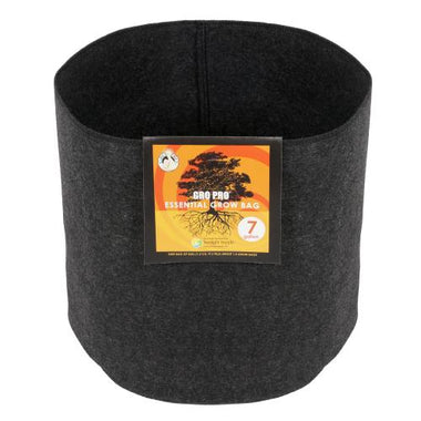 Gro Pro Essential Round Fabric Pot w/ Handles 7 Gallon - Black