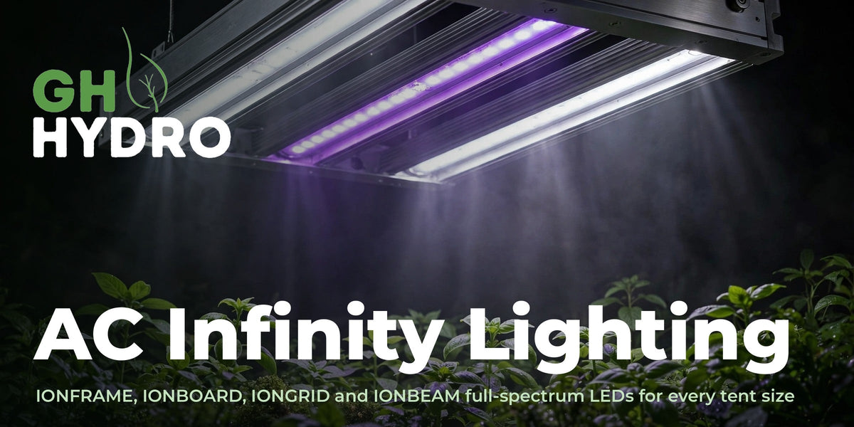 AC Infinity LED grow lights over a canopy