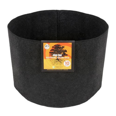 Gro Pro Essential Round Fabric Pot w/ Handles 10 Gallon - Black