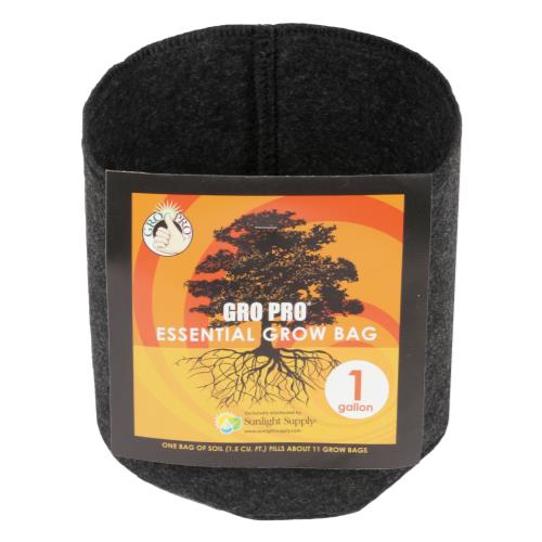 Gro Pro Essential Round Fabric Pot - Black 1 Gallon