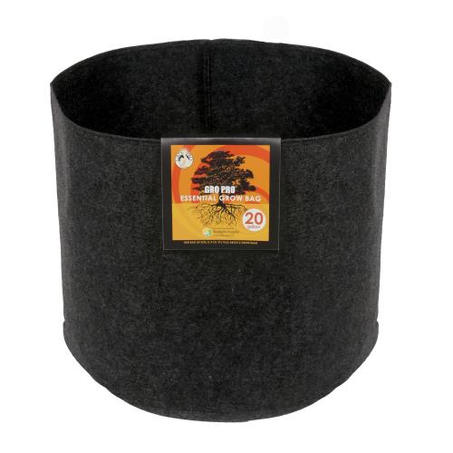 Gro Pro Essential Round Fabric Pot w/ Handles 20 Gallon - Black